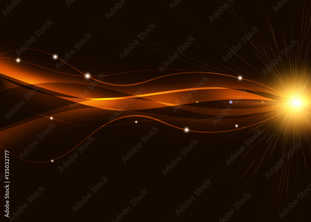 Fototapeta premium Glowing abstract golden wave background
