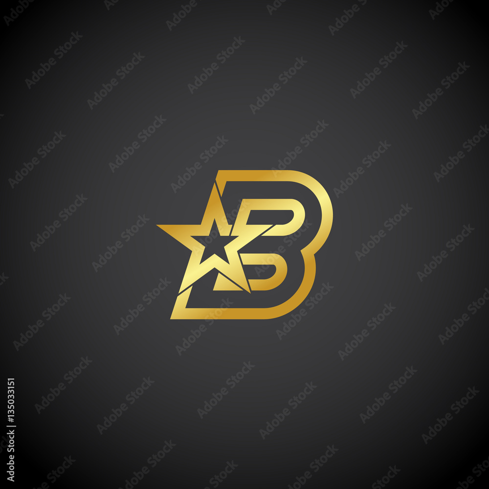 Letter B logo,Gold star sign Branding Identity Corporate unusual logo ...