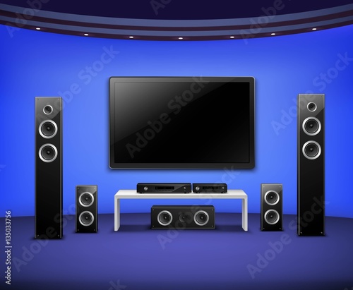 Home Theater Realistic Interior Concept