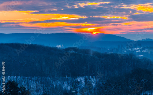 Winter landscape during sunset