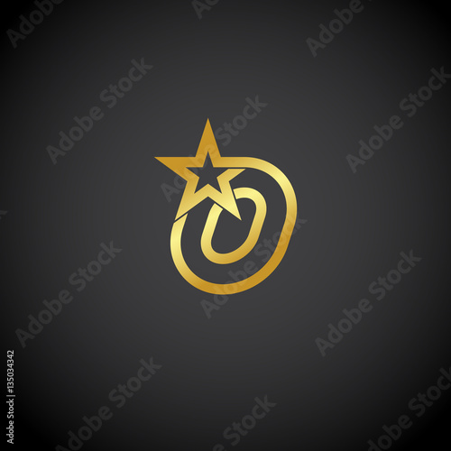 Letter O logo,Gold star sign Branding Identity Corporate unusual logo design template