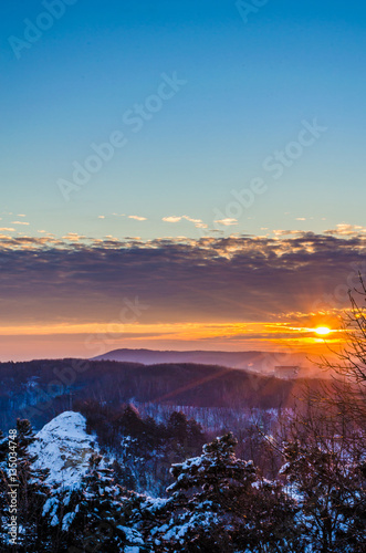Winter landscape during sunset