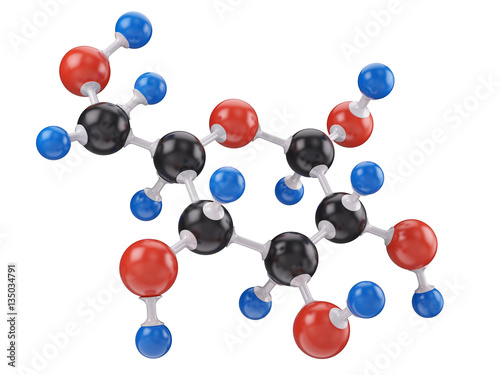 Molecule of glucose isolated on white - 3d render