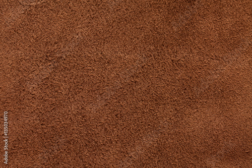 Brown suede texture background, closeup, long fiber