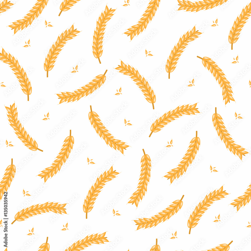Ears of wheat. Vector seamless pattern illustration. Hand drawn bakery background. Malt beer pattern. Culinary wallpaper, wrapper, paper, menu, seamless cover for labels Ears of wheat. Vector seamless pattern illustration. Hand drawn bakery background. Malt beer pattern. Culinary wallpaper, wrapper, paper, menu, seamless cover for labels