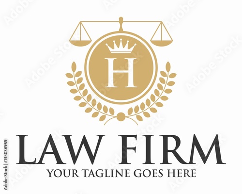 INITIAL H  LAW FIRM WITH CROWN AND CREST LOGO TEMPLATE photo