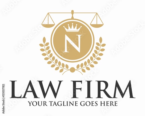 INITIAL N LAW FIRM WITH CROWN AND CREST LOGO TEMPLATE photo