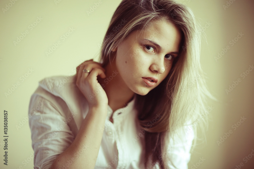 contrast glamor portrait of blonde girl contrast glamor portrait of blonde girl