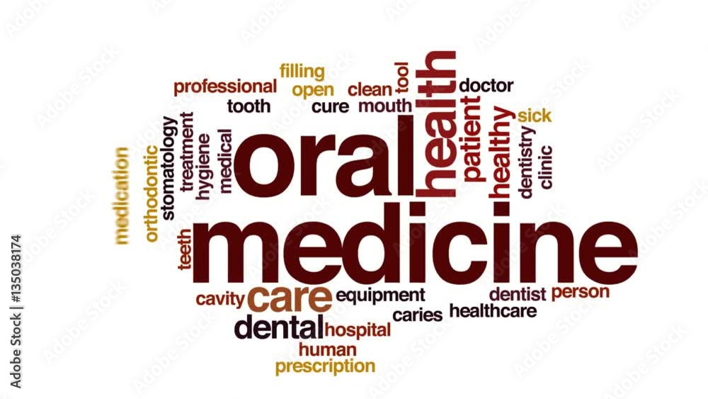 Oral medicine animated word cloud, text design animation. Oral medicine animated word cloud, text design animation.