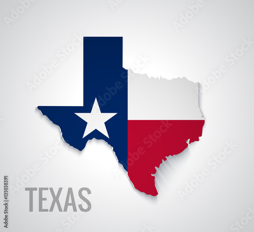 Map of Texas. Abstract vector map with flag