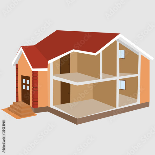 Isolated house in a cut