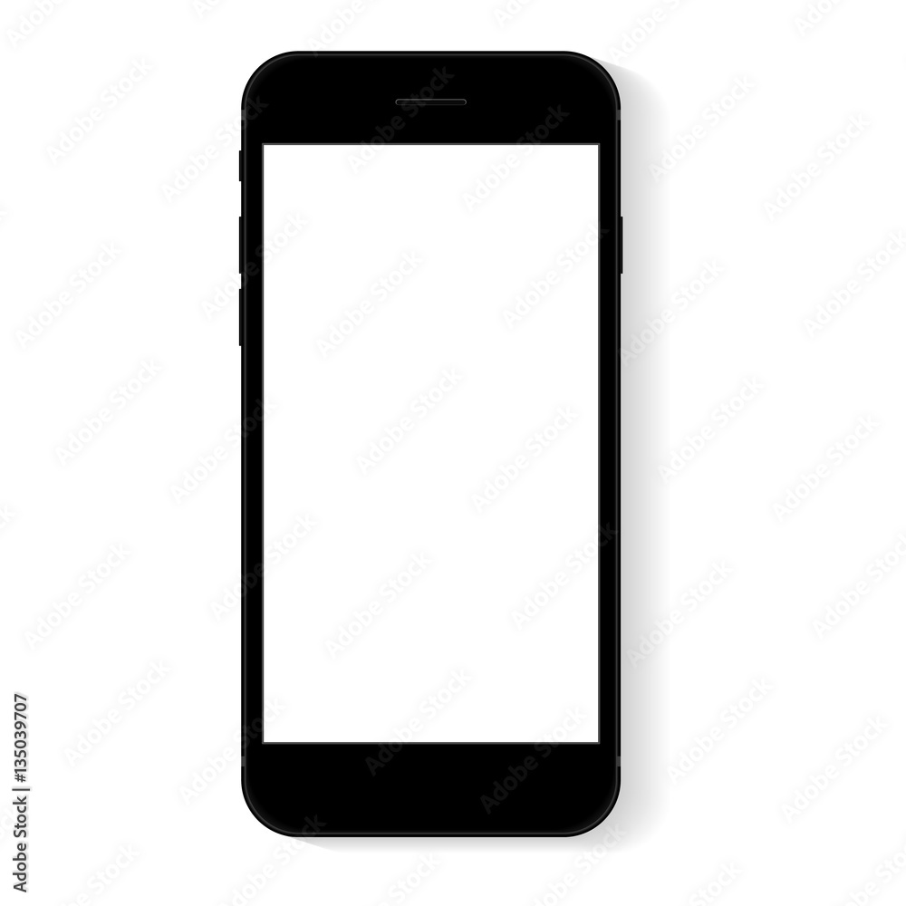 black flat phone white screen, vector drawing modern smart phone design black flat phone white screen, vector drawing modern smart phone design