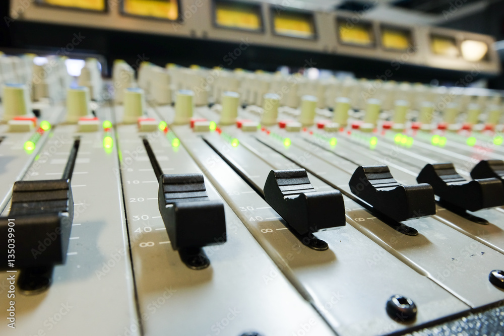 Audio mixer in close up shot