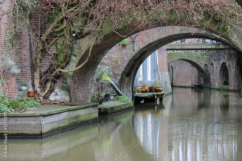 Old bridges of Oudegracht canal in Utrecht, the Netherlands