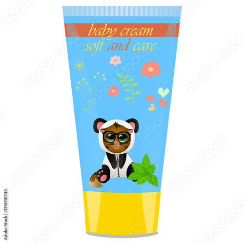 Baby cream tube with kids design © lacrimastella