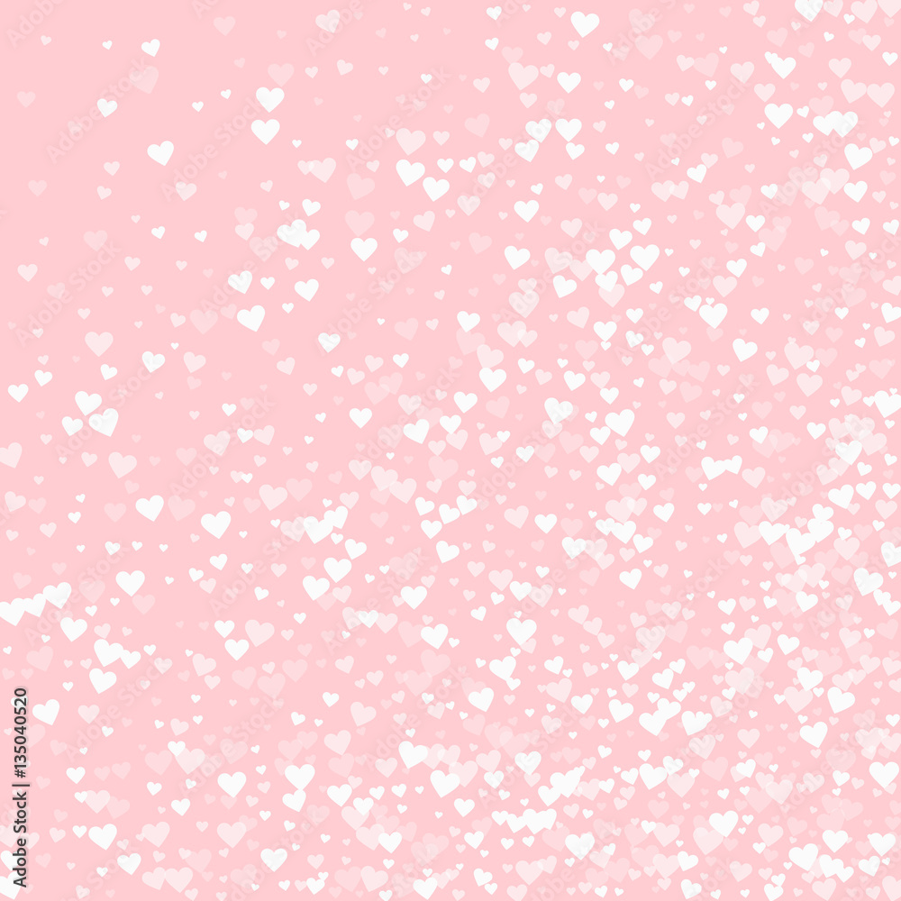 White hearts confetti. Abstract random scatter on pale_pink valentine background. Vector illustration. White hearts confetti. Abstract random scatter on pale_pink valentine background. Vector illustration.