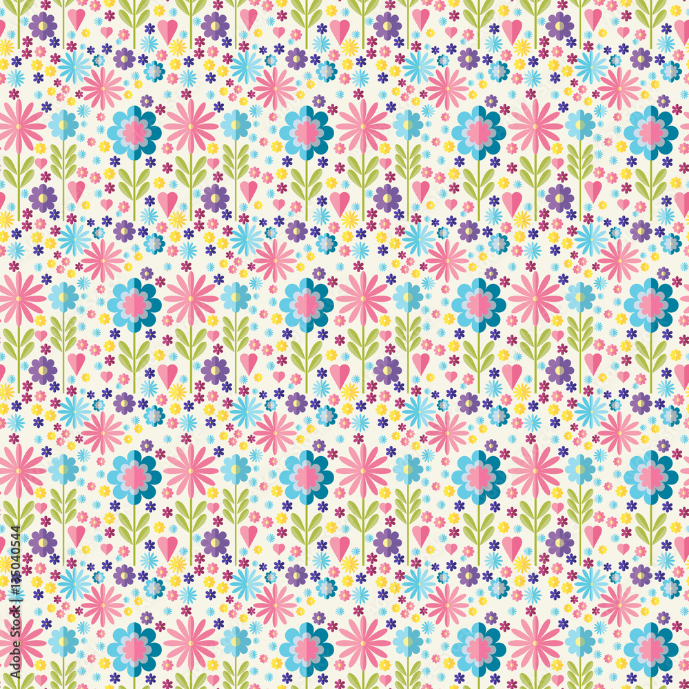 Cute flat background, vector pattern with flowers. Seamless vector floral pattern for cushion, pillow, bandanna, silk kerchief or shawl fabric print. Texture for clothes, bedclothes Cute flat background, vector pattern with flowers. Seamless vector floral pattern for cushion, pillow, bandanna, silk kerchief or shawl fabric print. Texture for clothes, bedclothes