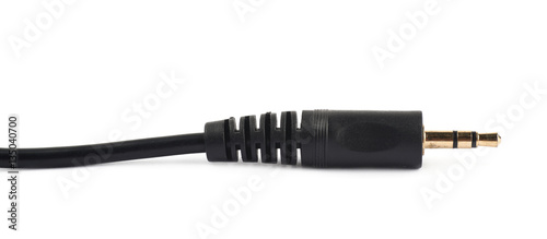 Black stereo audio plug cord