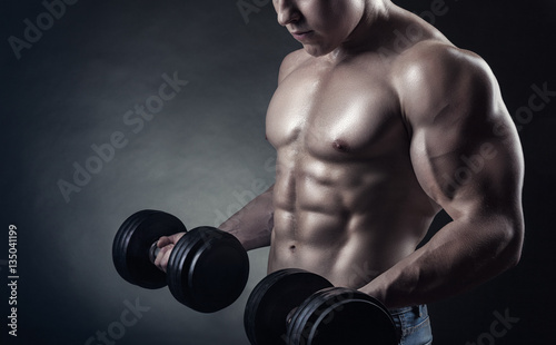 Exercising with dumbbell