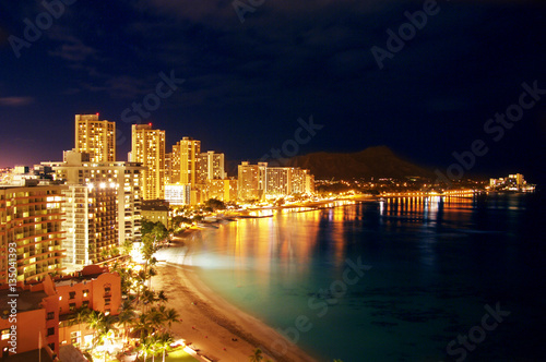 Hawai Waikiki beach Night view © 01iMAGE