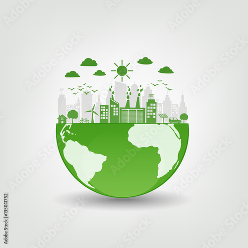 Environmentally friendly concept, Green city on earth