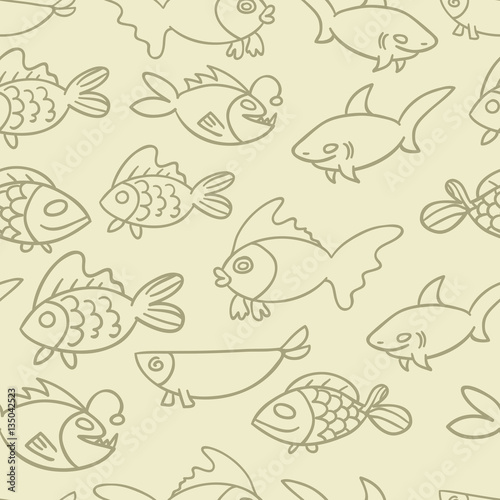 fish. Vector seamless pattern