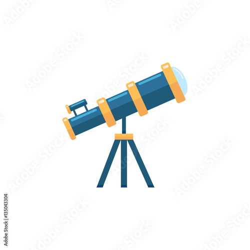 Telescope flat icon, Education and astronomy element, spyglass and study stars vector graphics, a colorful solid pattern on a white background, eps 10.