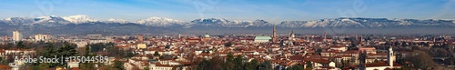 Vicenza city in Italy with Basilica Palladiana, houses, landmark
