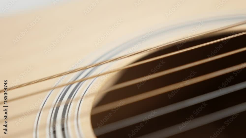 Plucked E string vibration on instrument body slow motion 1920X1080 HD