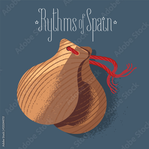 Spanish castanets vector illustration, design element
