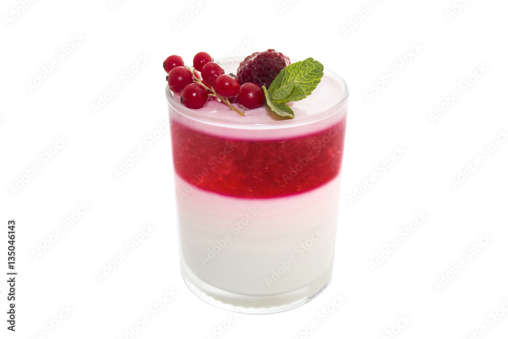 Red currant Panna cotta with mint Red currant Panna cotta with mint