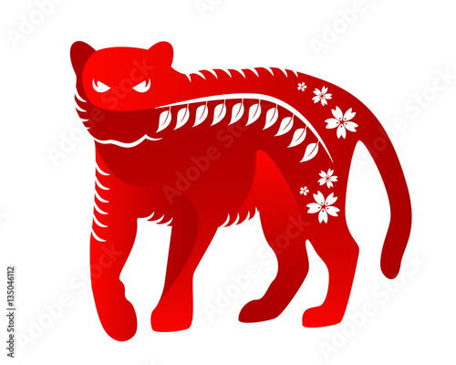 Fototapeta Naklejka Na Ścianę i Meble -  Modern Abstract Chinese Zodiac Animal Illustration, Tiger