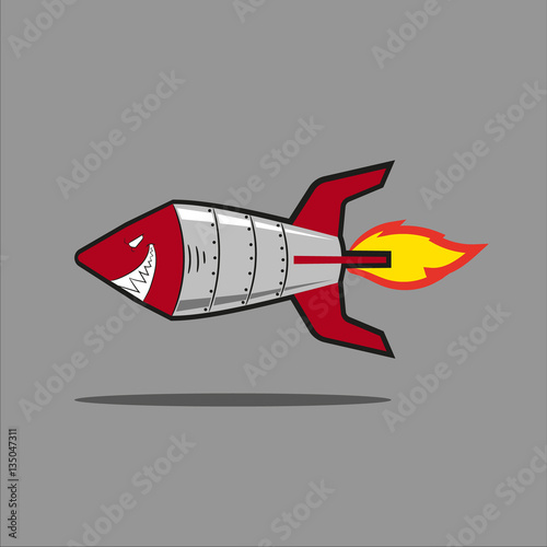 Rocket with mad smile.