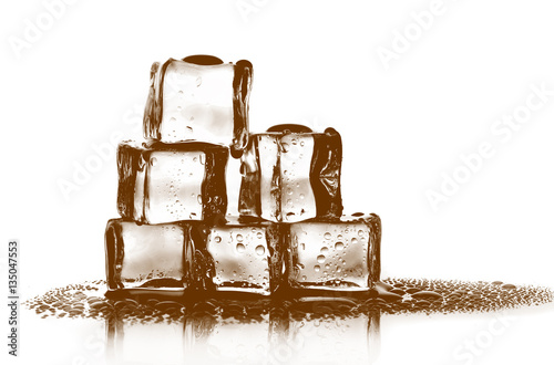 Chocolate ices cube isolated on white background