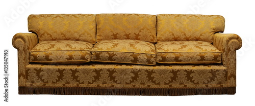 Obraz na płótnie Antique yellow sofa on white background w salonie