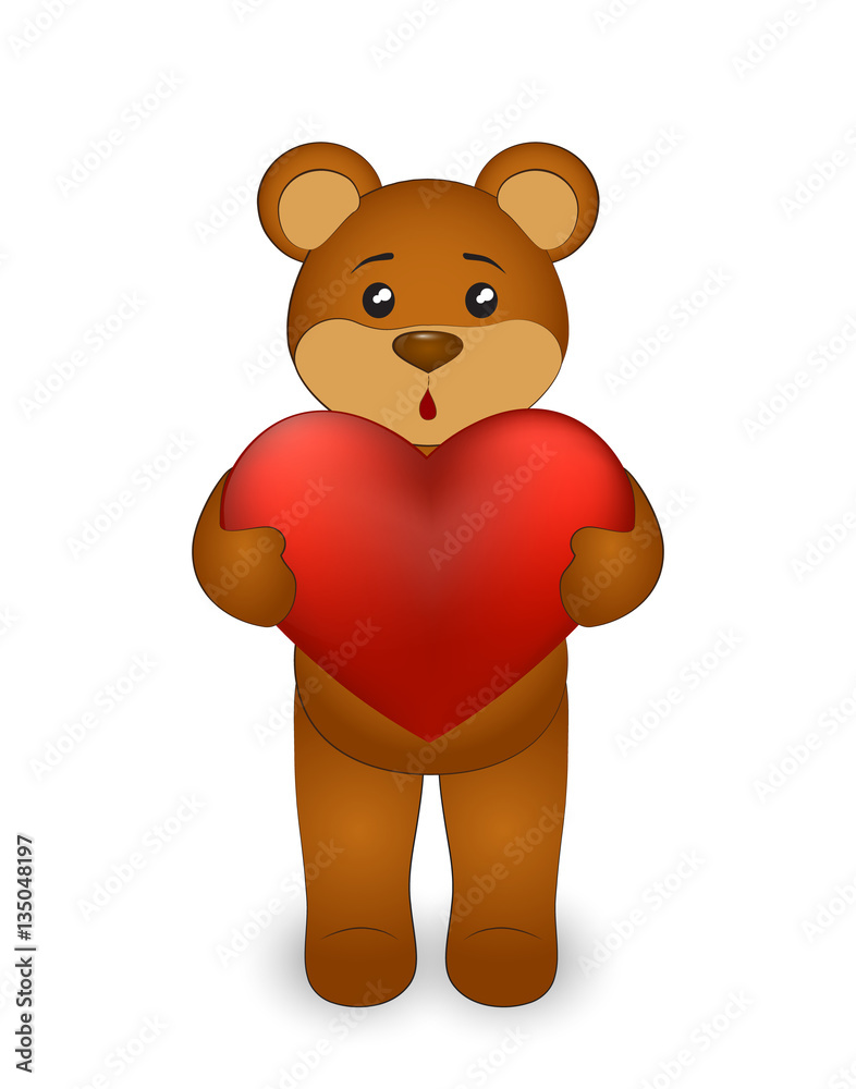 Fototapeta premium Brown teddy bear with a heart