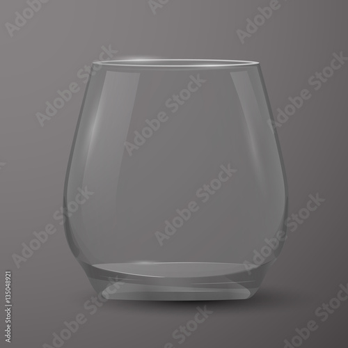 Realistic empty transparent glass against a dark background