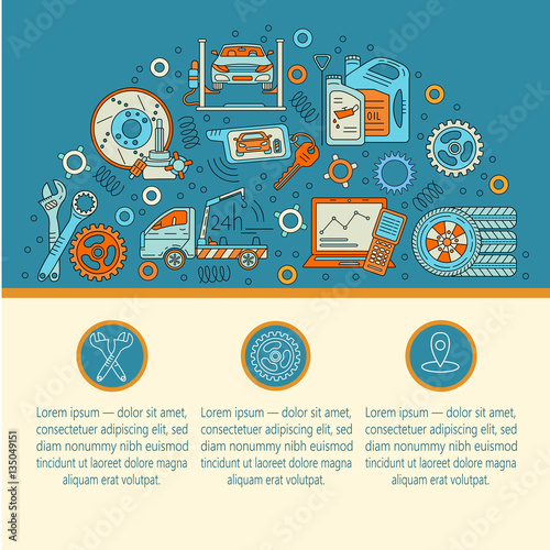 Vector card with symbols of car service