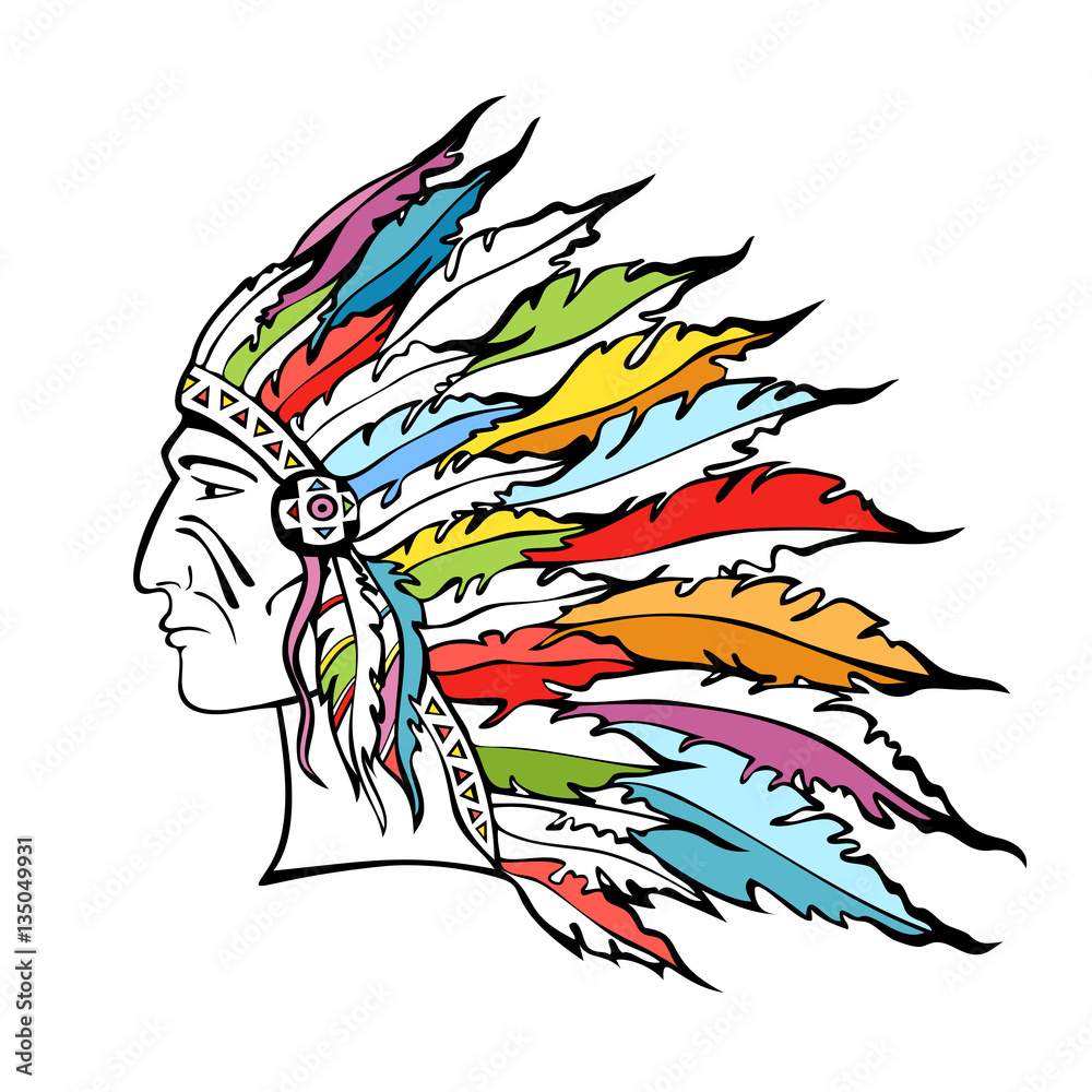 Native American Indian Chief with plume 