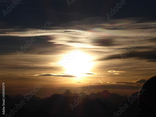 Sunset over Winter Mountains in Oberstdorf