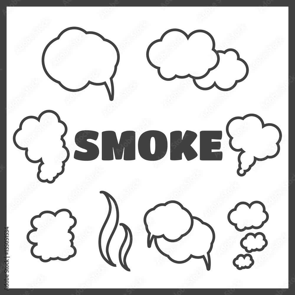 Steam, cloud and smoke vector icons set - obrazy, fototapety, plakaty 