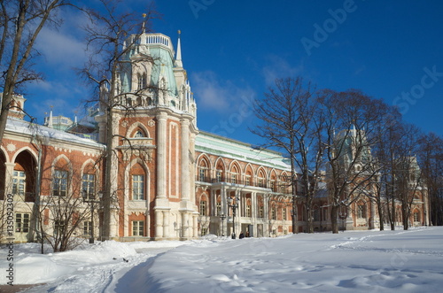 Moscow, Russia - January 25, 2017: The building of the Great Palace Museum - reserve "Tsaritsyno" in the winter 