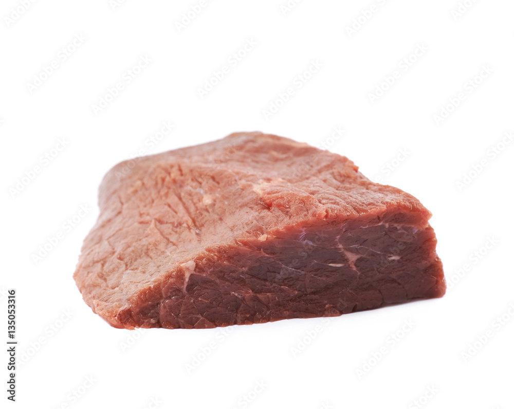 Single slice of beef meat isolated Single slice of beef meat isolated