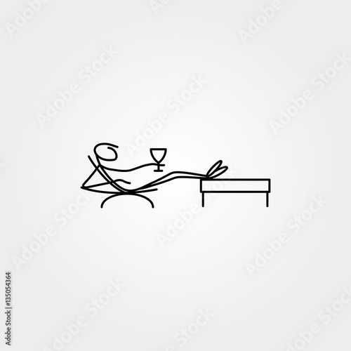 Cartoon icons set of sketch stick bisiness figure relaxing