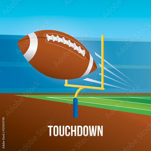 Vector of American football with touchdown scene.