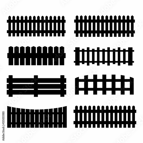 black fences on the white background