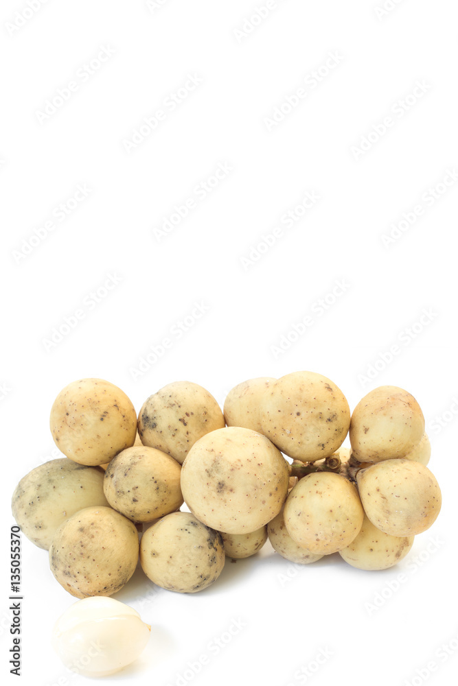Langsat or wollongong on white background thai fruit. Langsat or wollongong on white background thai fruit.