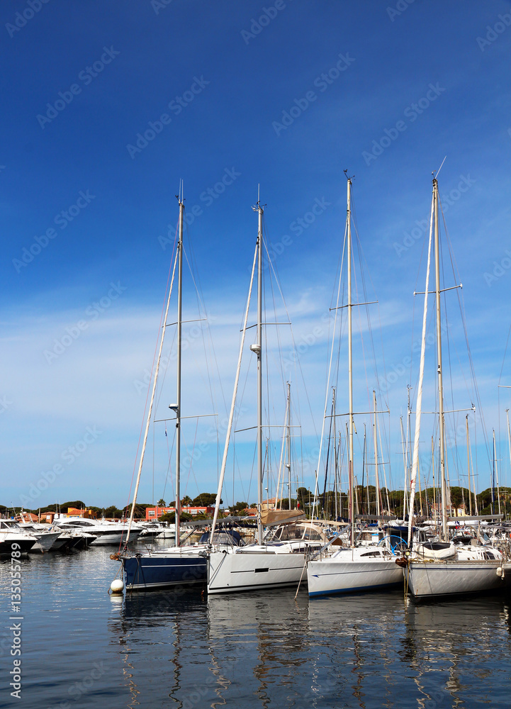 sailing boats in the marina of Hyères - France