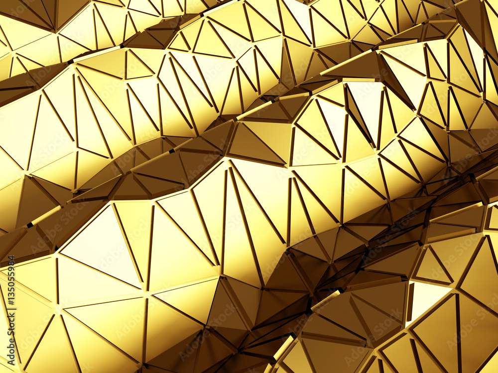 Fototapeta premium Elegant luxury golden triangle poligones chaotic pattern backgro