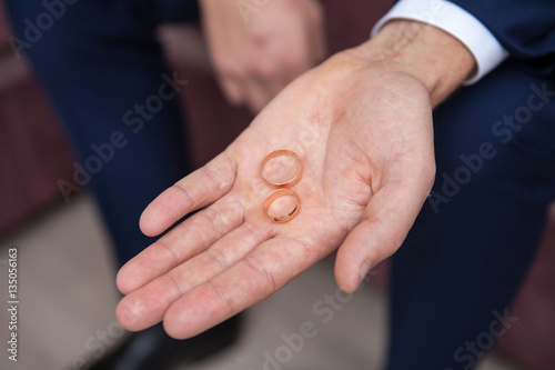 wedding rings on a man's hand